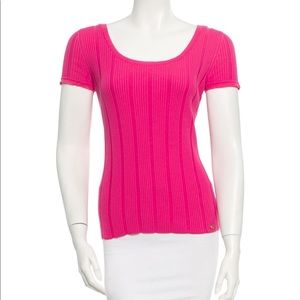 Chanel pink short sleeve sweater as 46